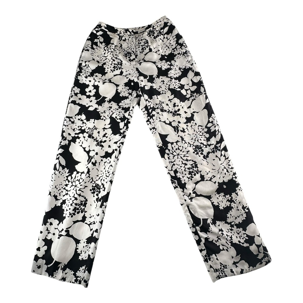Alfani‎ Womens 100% Silk Floral Pocket Black/White Lined Petite Pants Size 8P